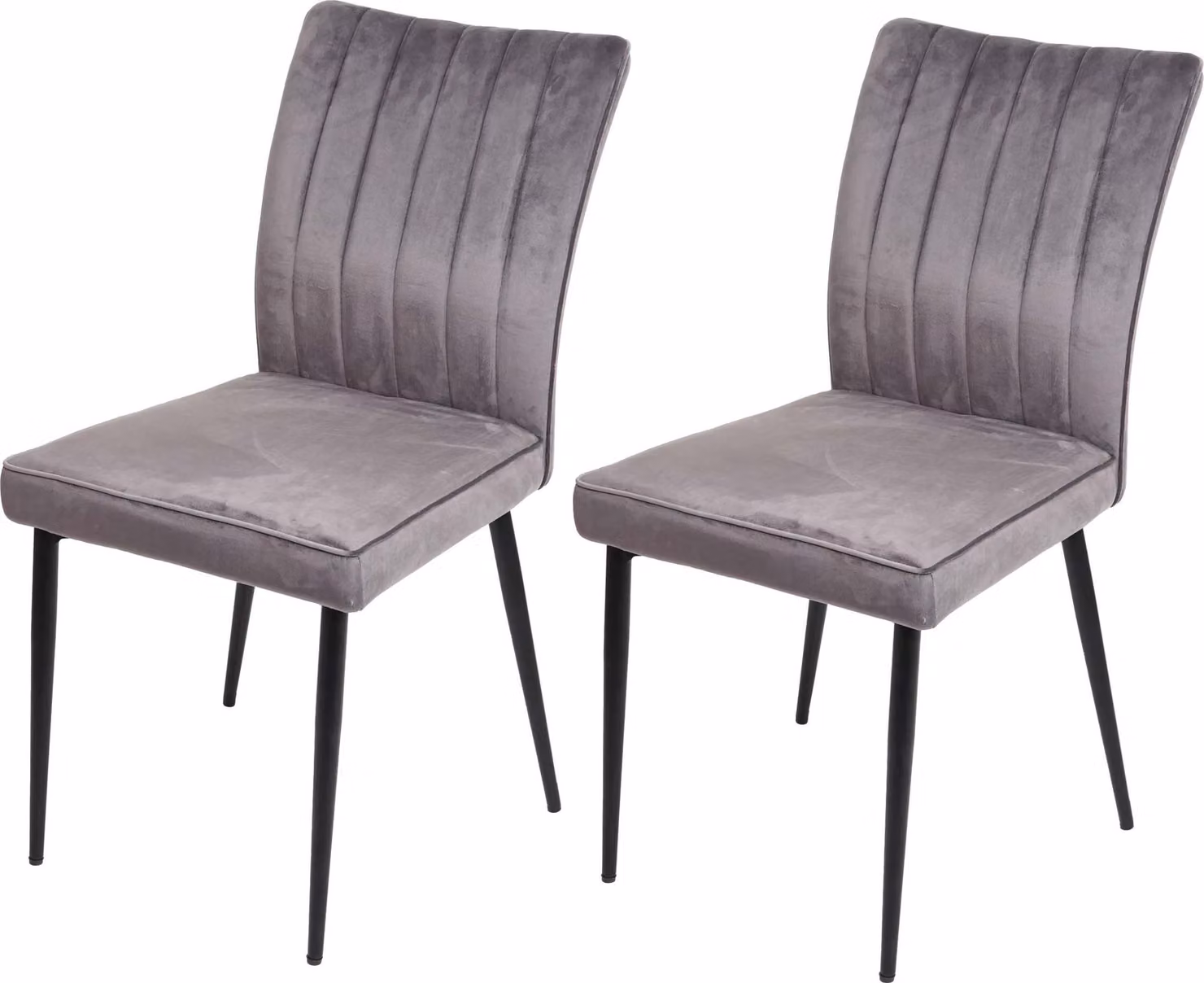 Set di 2 sedie da sala da pranzo | A x L x P 88 x 50 x 64 cm | Altezza seduta 48 cm | Velluto e metallo | Grigio scuro | Sedia Sedia da cucina