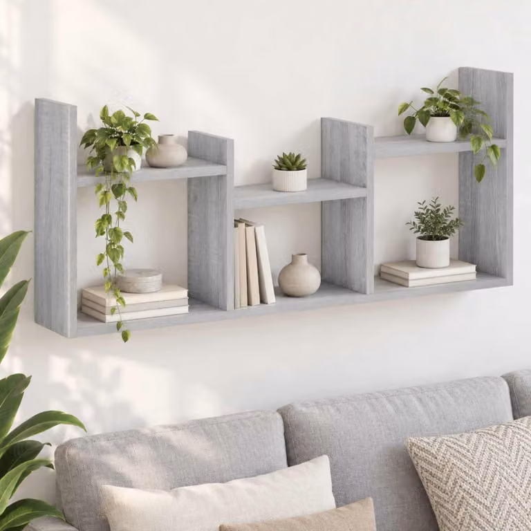 Scaffale da parete moderno vidaXL in MDF grigio L: 97.5 cm, P: 40 cm, H: 17 cm