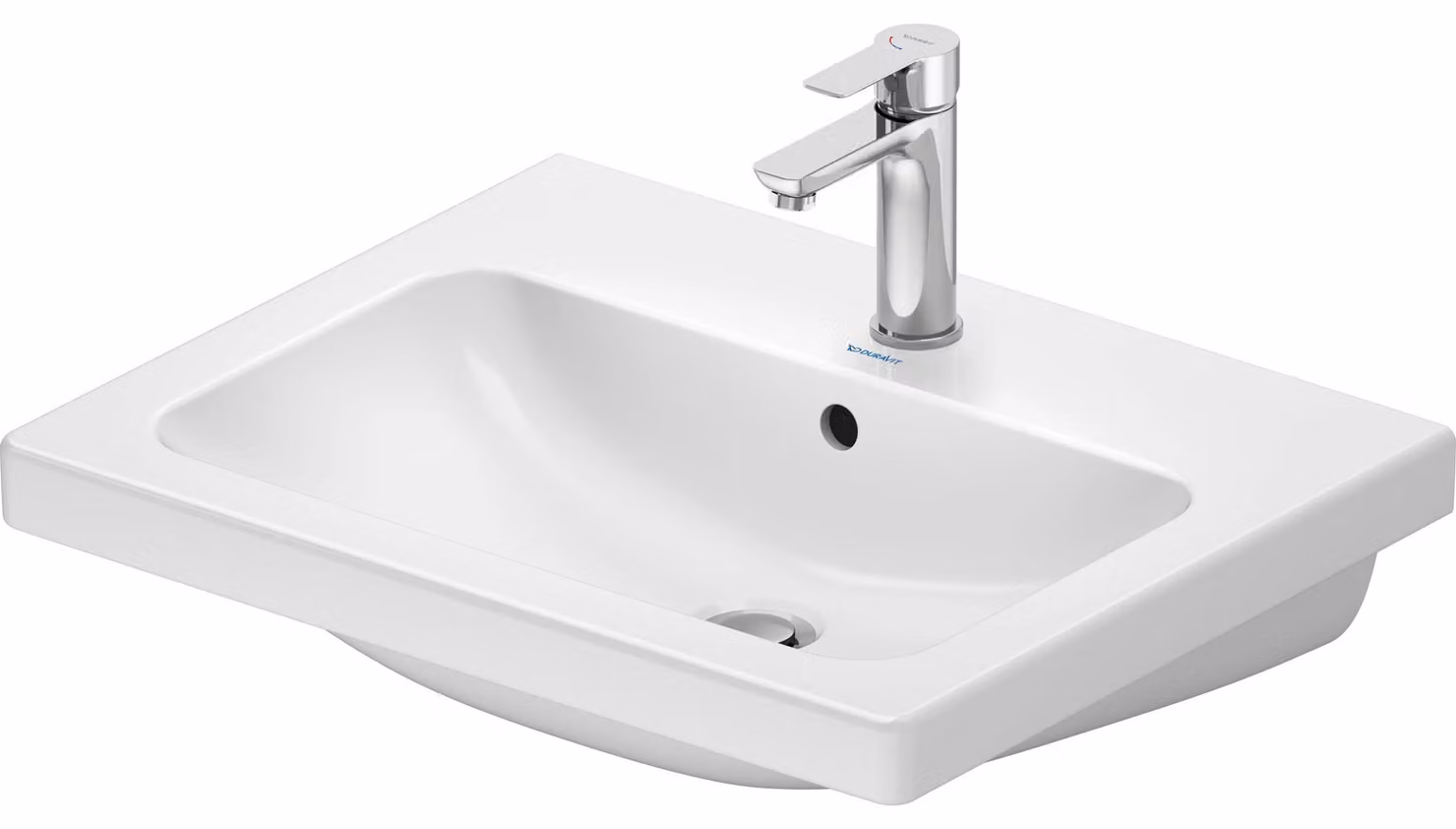 Duravit D-Code lavabo, avec trou pour robinetterie, avec trop-plein, 600x480x165mm, blanc brillant, 2399600000, 2399600000