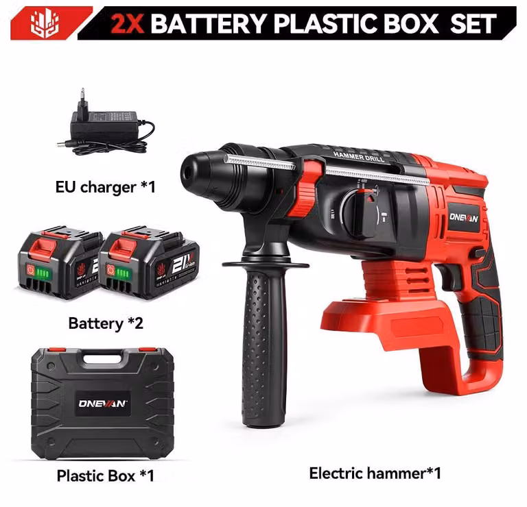 Trapano avvitatore a percussione – Batteria – Motore brushless da 3500W – 21V – Senza fili – 4000 giri/min – Set con 2 batterie – Set a 2 batterie