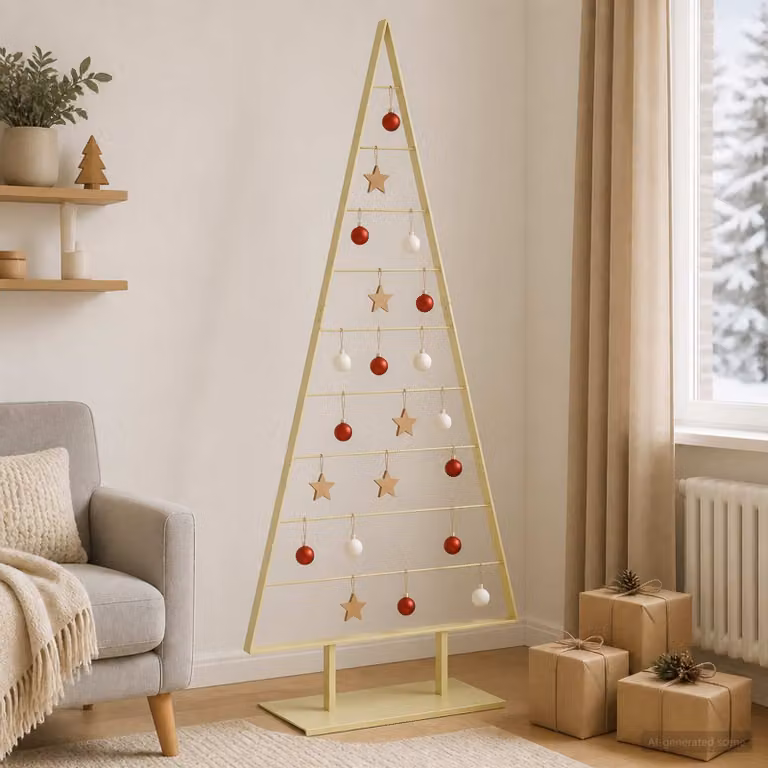 Albero di Natale moderno in metallo vidaXL KUOPIO, Altezza: 210 cm, Colore Oro