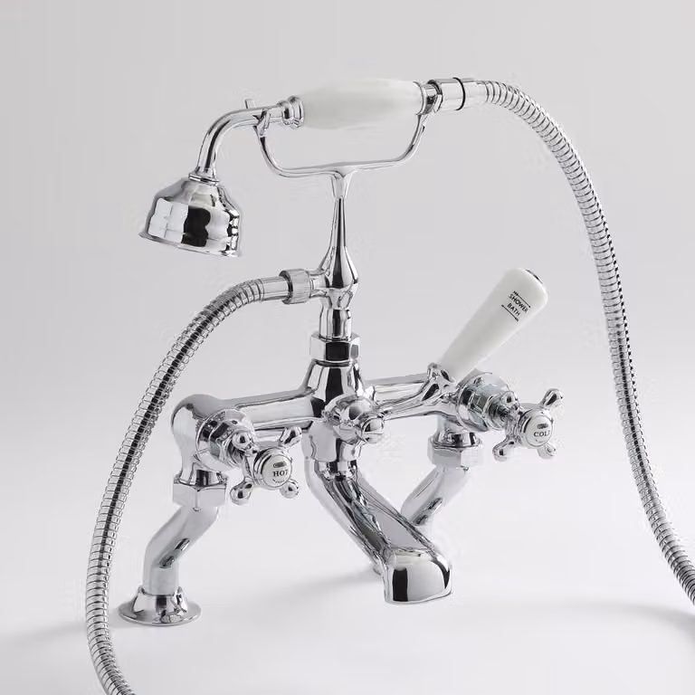 Hudson Reed Elizabeth -  Rubinetto Miscelatore Vasca Design Tradizionale con Maniglie a Croce - Cromato e Nero