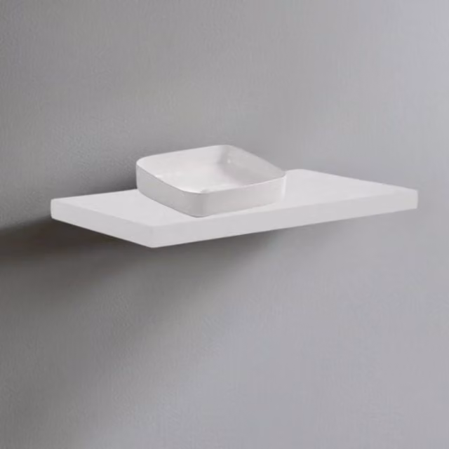 Mensolone da bagno Veriaffari con lavabo da appoggio bianco, design moderno in finitura opaca, L: 100 cm, P: 47 cm