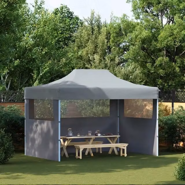 Gazebo vidaXL Pieghevole con Pareti e Finestre in Acciaio e PVC Colore Antracite L: 410 cm, P: 315 cm, H: 280 cm – 1