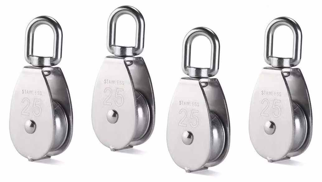 Set di 4 supporti a rulli singoli, acciaio inossidabile 304, M25, capacità di carico 150 kg
