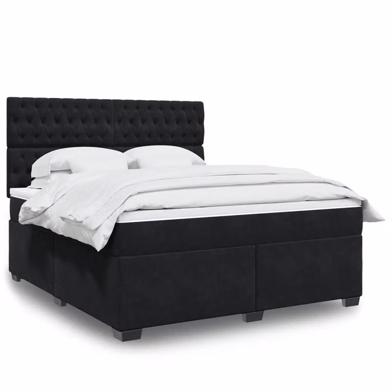 vidaXL Giroletto a Molle con Materasso in Velluto Nero L: 180 cm, P: 200 cm