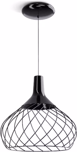 Lampada a sospensione Stilnovo Mongolfier nera con tecnologia LED dimmabile e altezza regolabile
