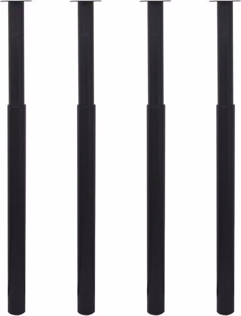 Set di 4 gambe telescopiche regolabili per tavolo HELLOSHOP26 in ferro nero opaco, Altezza: 710-1100 mm