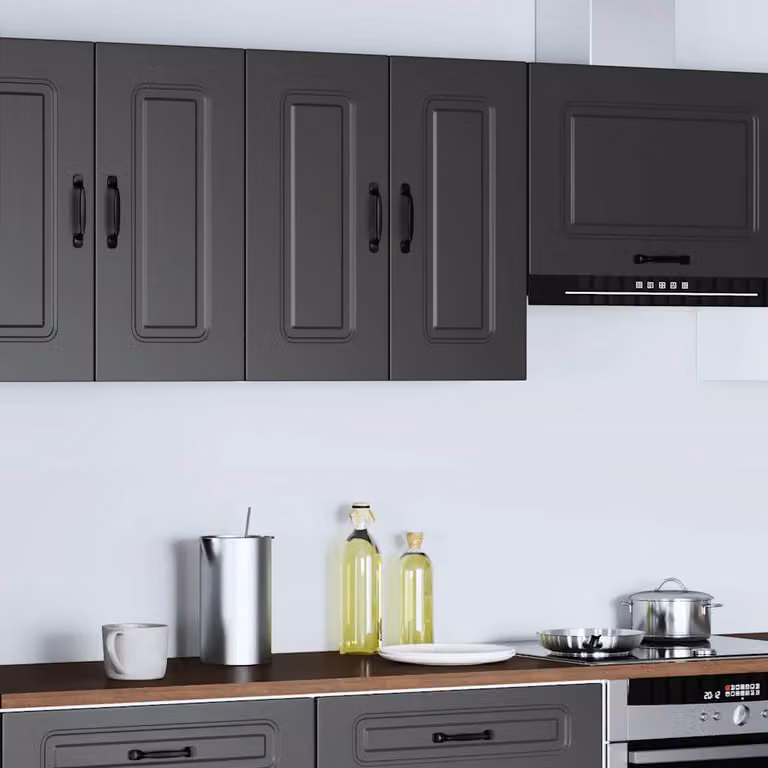 vidaXL Pensile da Cucina Kalmar Moderno Nero in Legno e MDF con Ante a Battente L: 60 cm, H: 31 cm, P: 20 cm