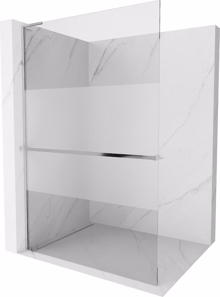 Mexen Kioto+ L pannello doccia con mensola Walk-in 100 x 200 cm, trasparente/ghiacciato, cromo - 800-100-123-01-35