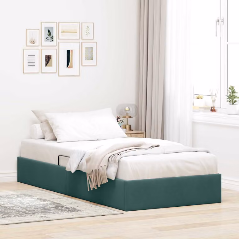Letto ottomano vidaXL in velluto verde con base a sollevamento L: 100 cm, P: 200 cm, H: 140 cm
