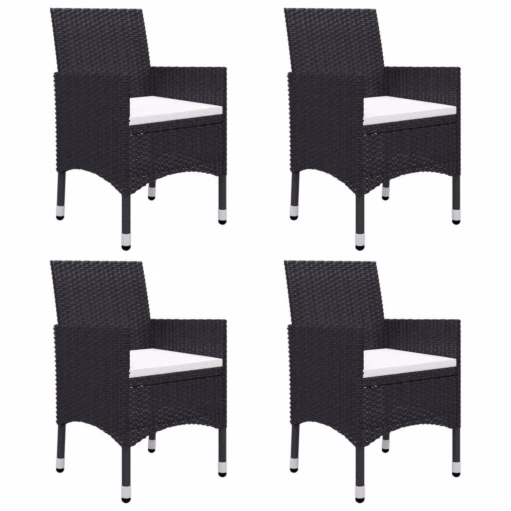 vidaXL Set da pranzo da giardino 5 pezzi nero