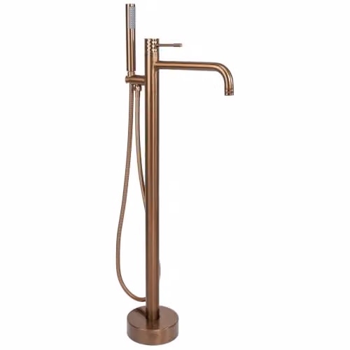 Rea - Rubinetto per vasca da bagno Rea Lungo Diamante in rame spazzolato - 23,5 x 16 x 88 cm