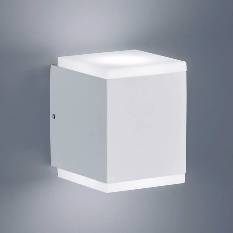 Helestra Applique da esterni a LED Kibo, Bianco / Opale, Alluminio, Moderno, Applique LED da esterni
