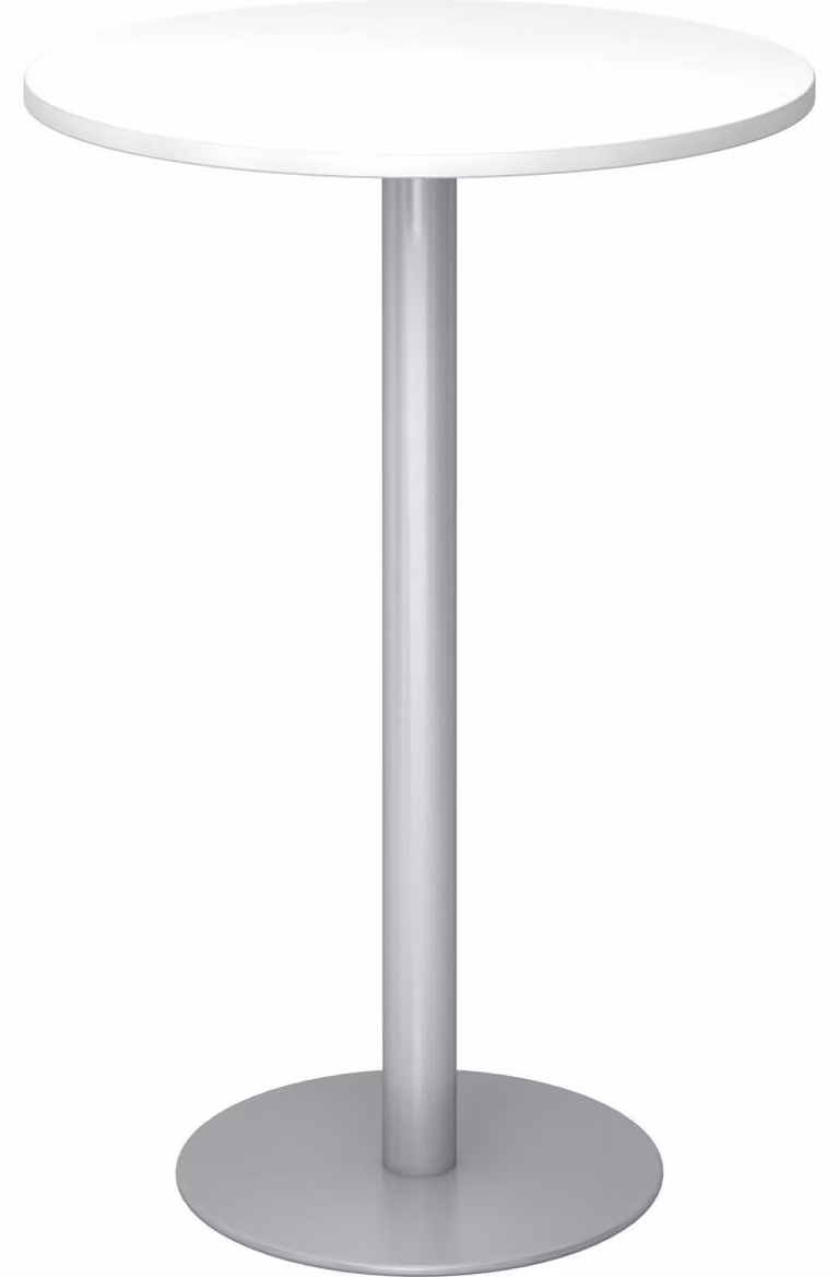 BISTRO H80R S - Tavolo da conferenza modulare, bianco e argento, diametro 80 cm