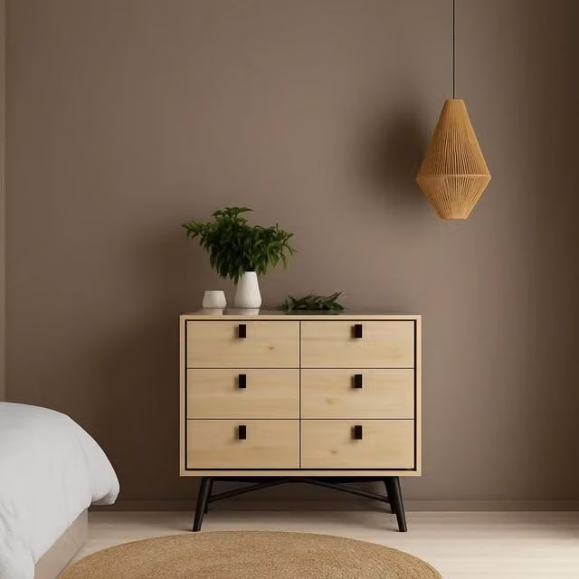 Credenza Maka DMORA in Rovere e Beige, Buffet e Madia da Soggiorno o Cucina, L: 102 cm, P: 40 cm, H: 95 cm