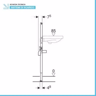 Modulo Geberit Duofix per lavabo sospeso su cartongesso in acciaio inossidabile, Altezza: 112 cm