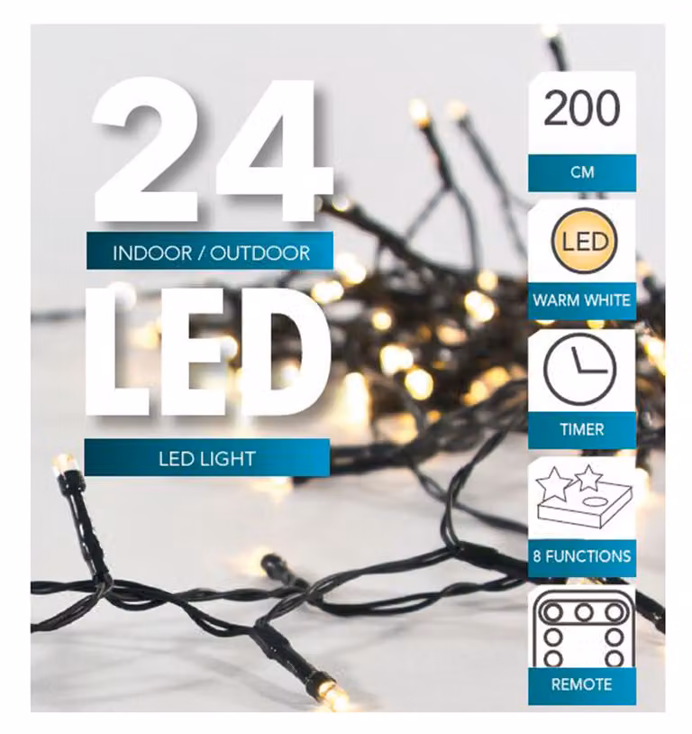 Fata LED 24 LED - 200 cm / timer / telecomando