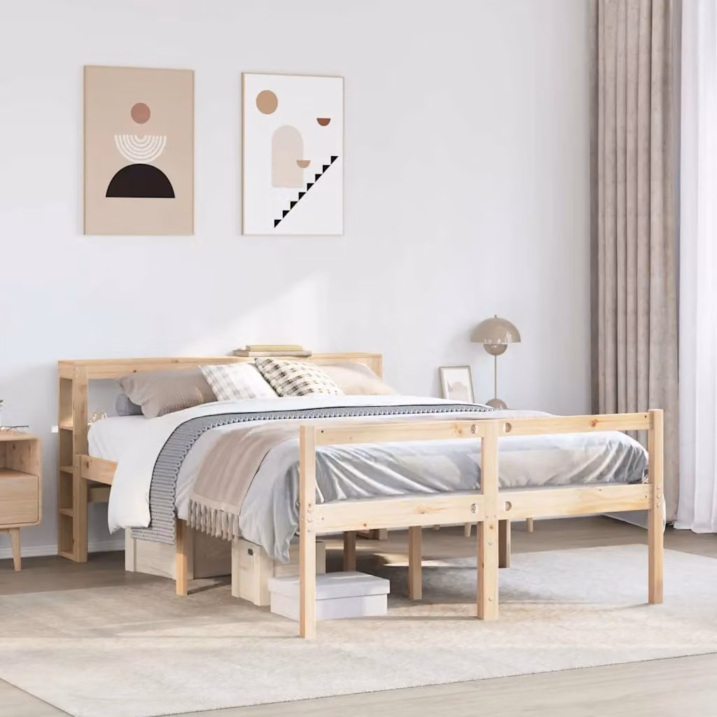 Letto per anziani vidaXL in legno massello di pino marrone con testiera L/P: 160 x 200 cm – 1