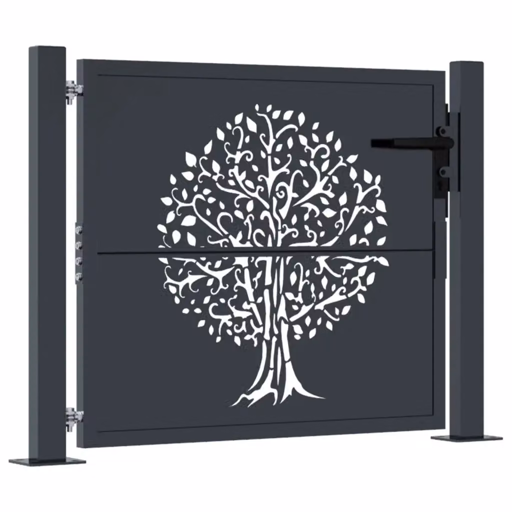 Cancello singolo da giardino vidaXL in acciaio zincato color antracite con design ad albero L: 105 cm, H: 80 cm, P: 10 cm – 2