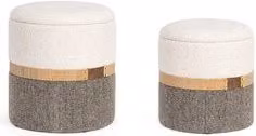 Set di pouf Talya Bizzotto in tessuto bianco e grigio con design moderno e forma cilindrica