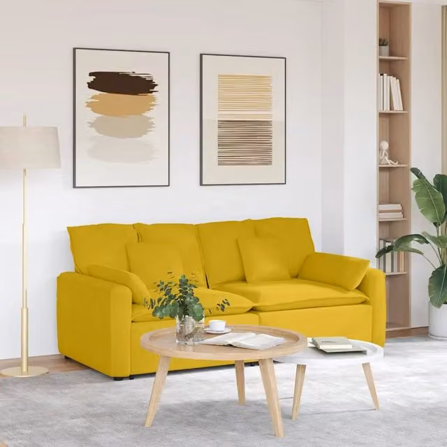 Divano Modulare con Cuscini Giallo 3321135