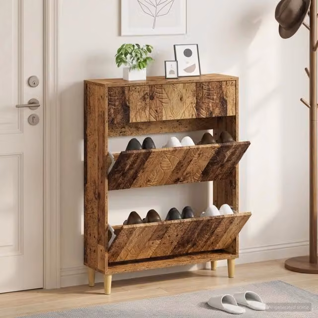 Mobile porta scarpe moderno vidaXL in legno marrone L: 78 cm, P: 24 cm, H: 103 cm
