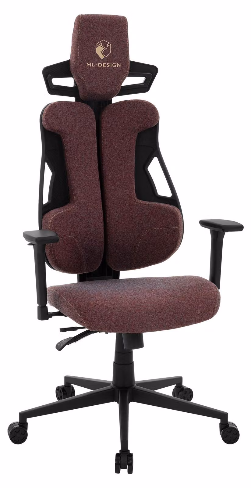 Sedia da gaming, ergonomica, rivestita in tessuto, colore rosso, braccioli 3D regolabili
