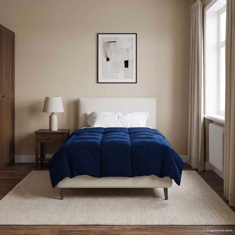Piumino Estivo vidaXL in Microfibra Traspirante e Reversibile, Blu, L/P/H: 140 x 200 cm