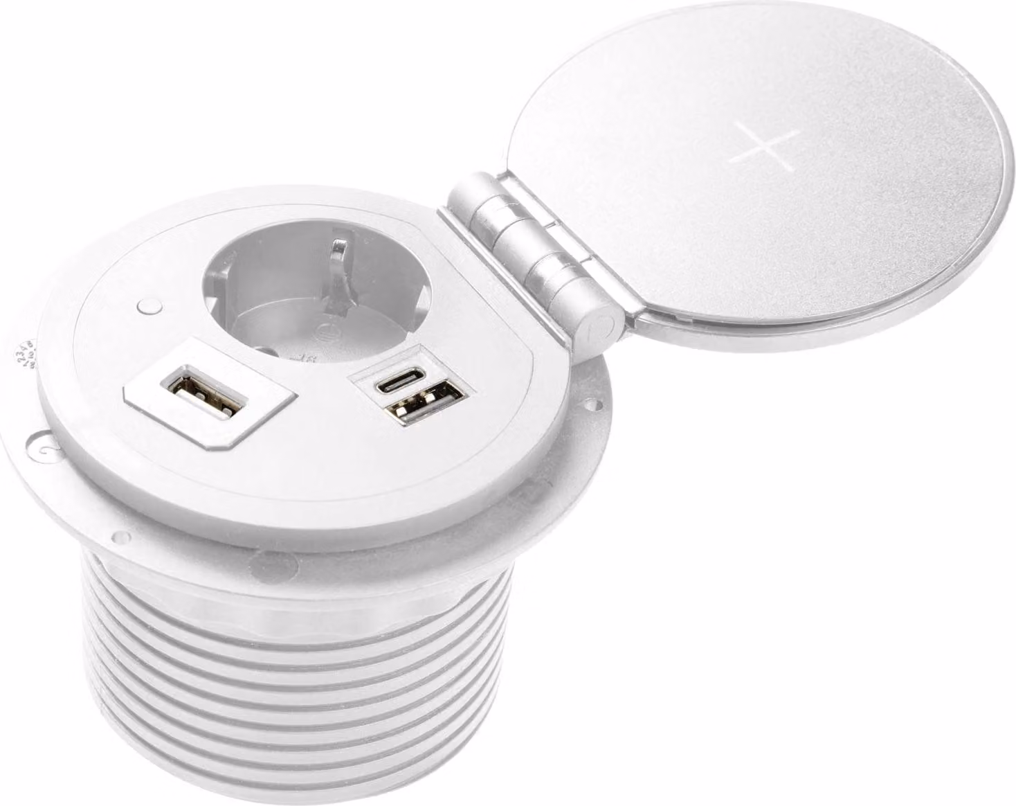 Presa da tavolo GTV con funzione di ricarica a induzione e USB Bianco
