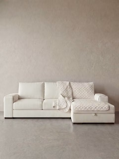 Fodera per divano chaise longue Tease Kenay Home, colore avorio, larghezza: 240 cm
