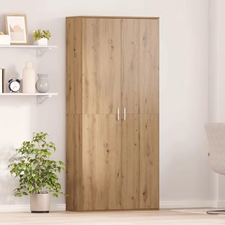 Highboard vidaXL in legno rovere marrone con ante a battente e ripiani interni, L 80 x P 35 x H 180 cm