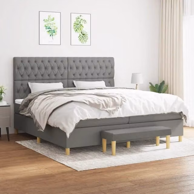 Letto Ibrido con Giroletto a Molle e Materasso vidaXL in Grigio e Bianco L/P/H: 200 x 200 x 25 cm