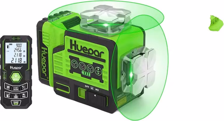 Livella laser, raggio verde, autolivellante, con telemetro