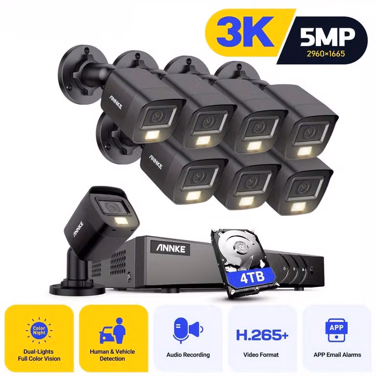 Kit di telecamere di sicurezza - Sistema di videosorveglianza - Telecamere di sicurezza - Telecamere di controllo - Sistema di videosorveglianza CCTV - Disco rigido da 4TB