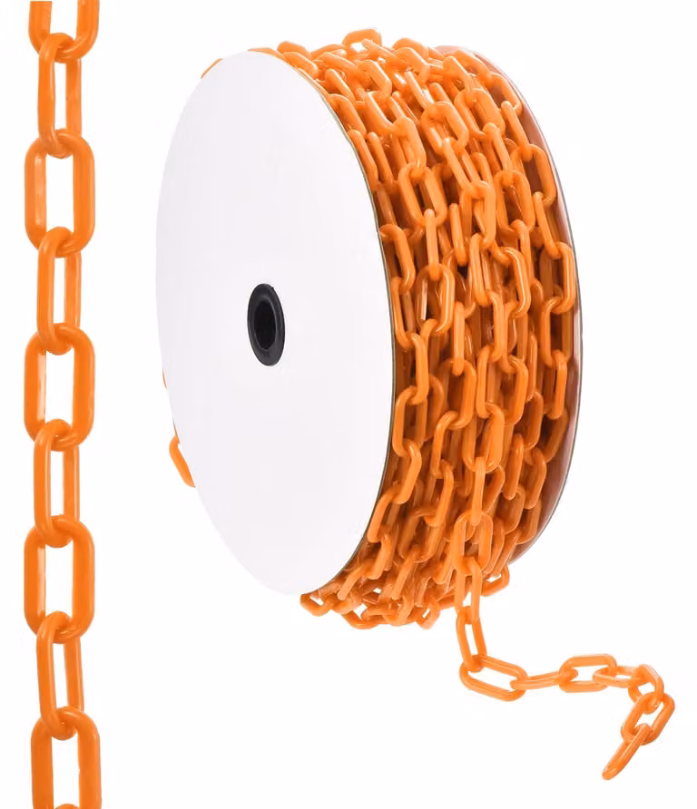 Catena di delimitazione in plastica, arancione, in PP, diametro 6 mm, lunghezza 30,5 metri