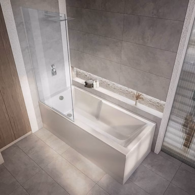 Vasca da Bagno con Parete Quadrata -  Cromata - 1700mm x 750mm - Sandford