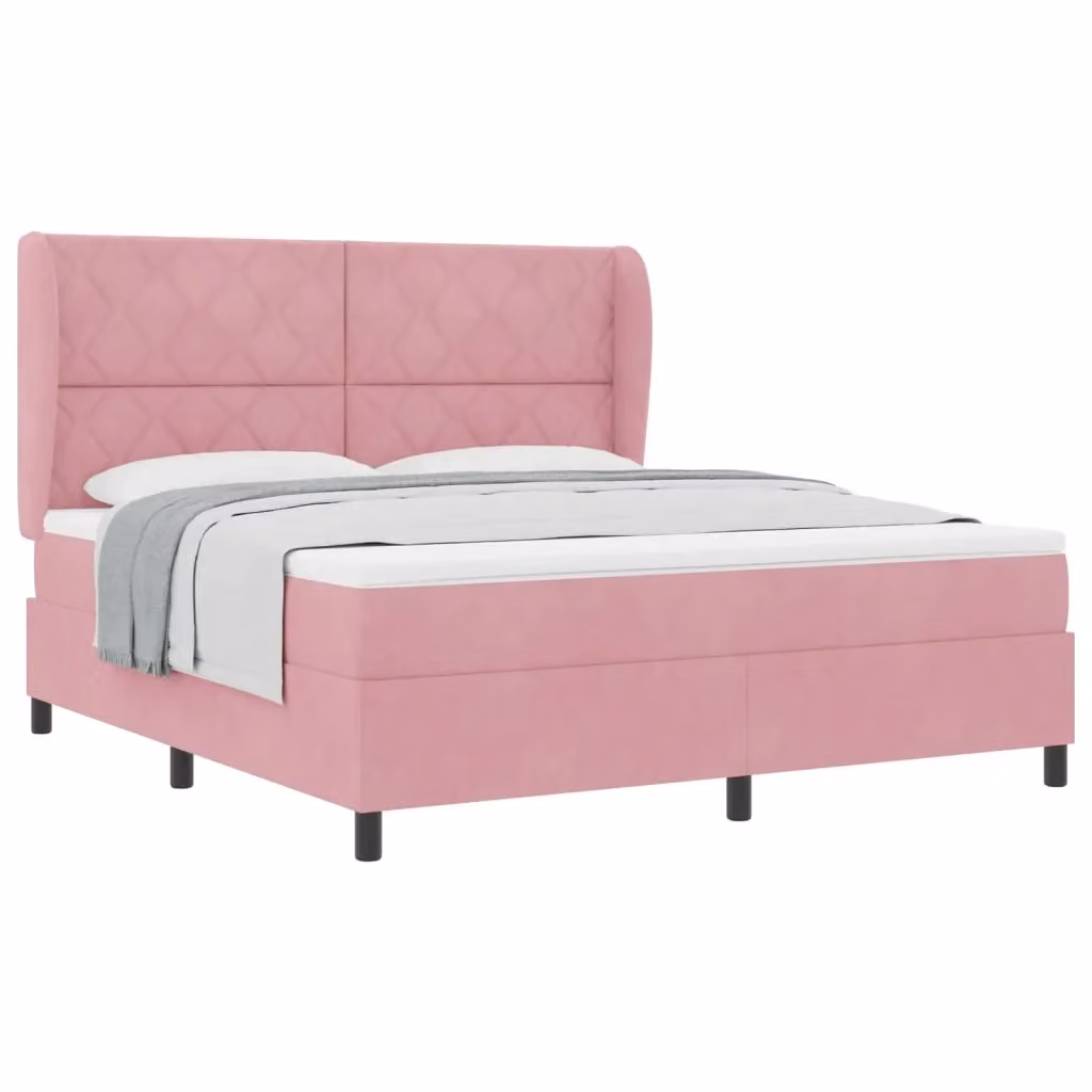 Letto Ibrido con Molle a Tasche e Testiera in Velluto Rosa vidaXL L/P: 180 x 200 cm – 2