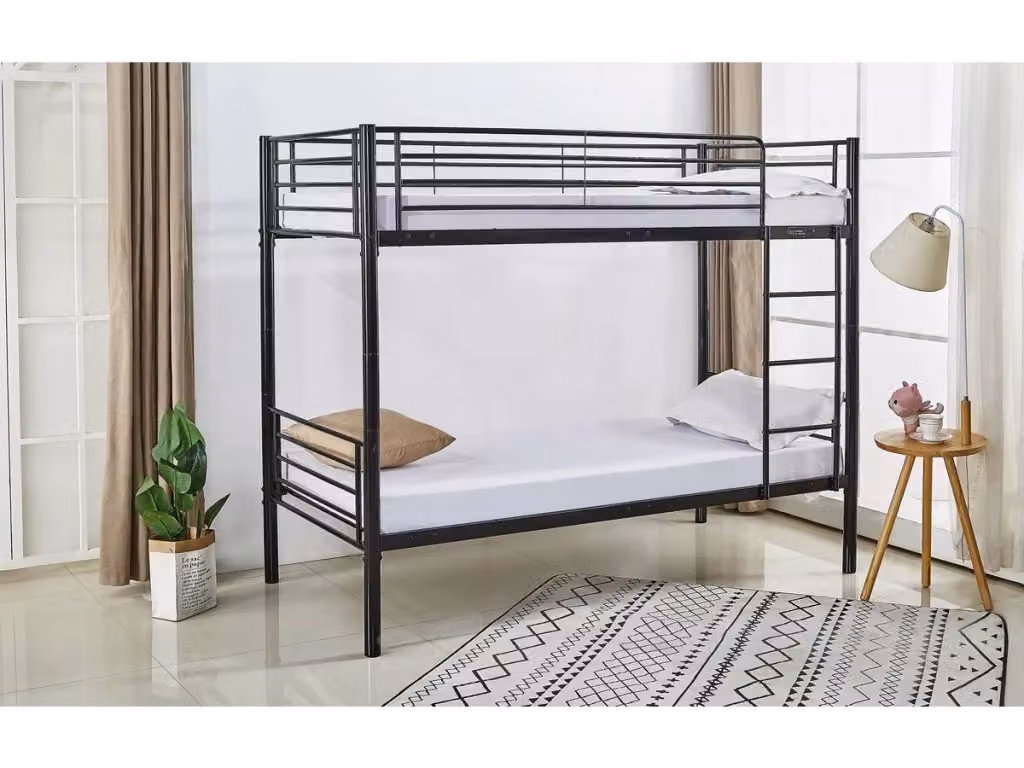 Letto a castello ADAM in metallo nero per camera da letto e cameretta, dimensioni 90x190 cm – 2