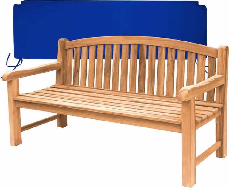 Panchina da giardino in teak extra forte Bari 180cm + cuscino di seduta blu