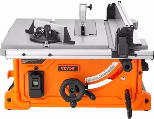 VEVOR Troncatrice Circolare da Banco per Legno 1800W con Lama da 25,4 cm, 4400 giri/min e Angolo di Taglio Regolabile da -60° a +60°, Colore Arancione