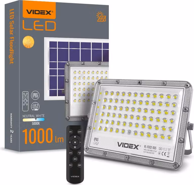 Proiettore solare a LED Proiettore solare VIDEX VL-FSO2-505 1000Lm 5000K