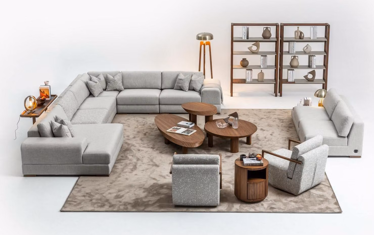 Ecksofa U-Form Wohnzimmer Möbel Modern Designer Stoffsofa Sofa Textil
