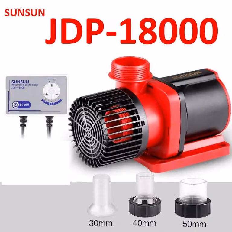Pompa per acqua - JDP-18000, pompa di ricircolo inverter - pompa sommergibile - Portata regolabile - Alimentazione sicura a 24V DC - Adattatore di rete EU 110–240V