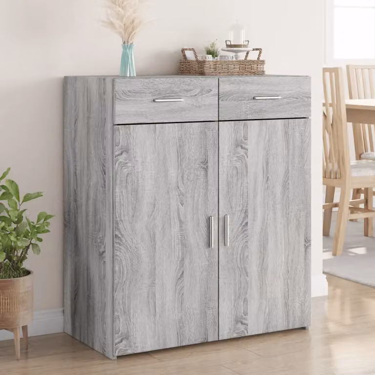 Credenza vidaXL in legno multistrato e MDF Grigio Sonoma L: 80 cm, P: 42,5 cm, H: 93 cm