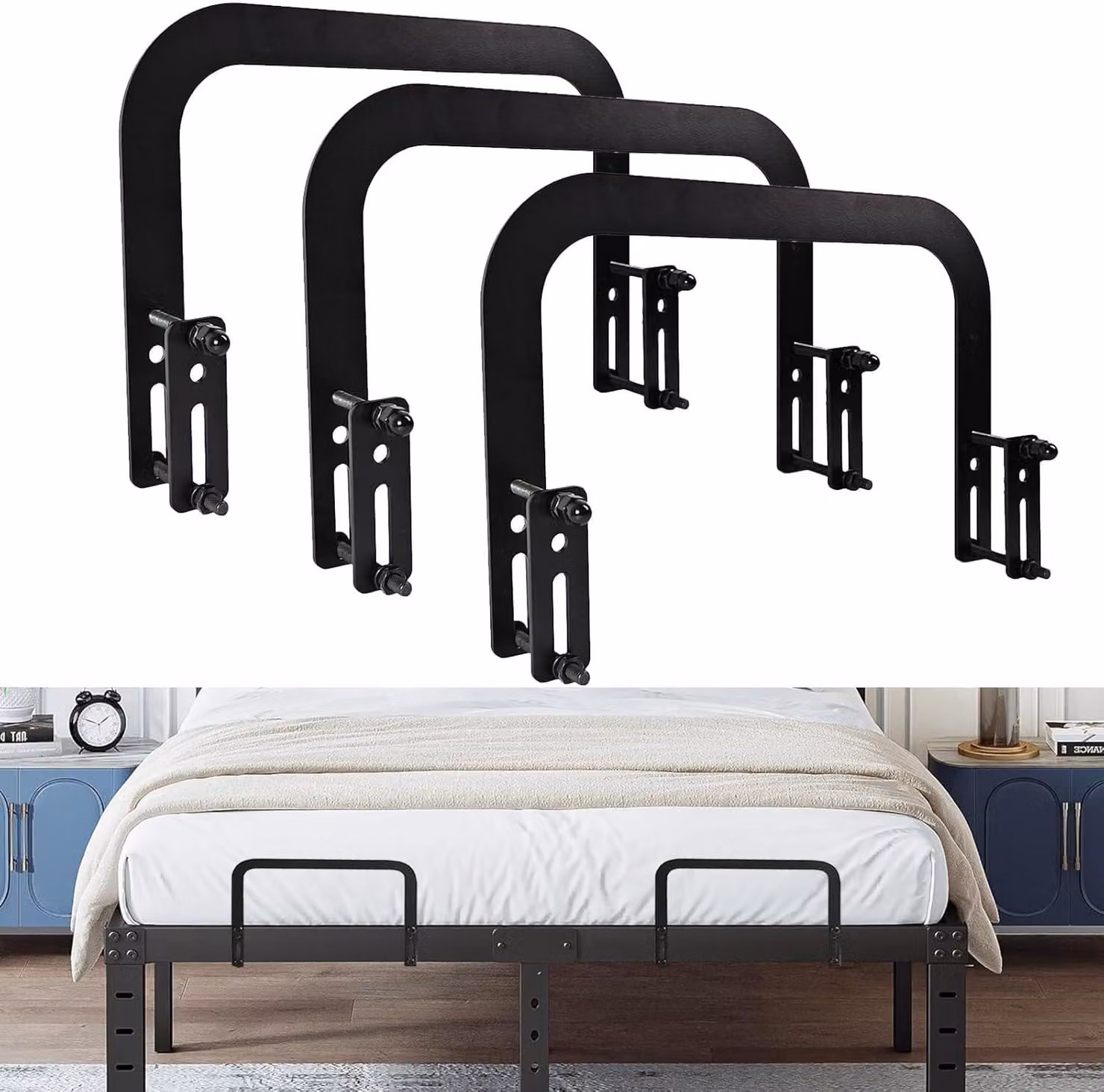 Set di 3 paraurti per reti metalliche, antiscivolo, colore nero