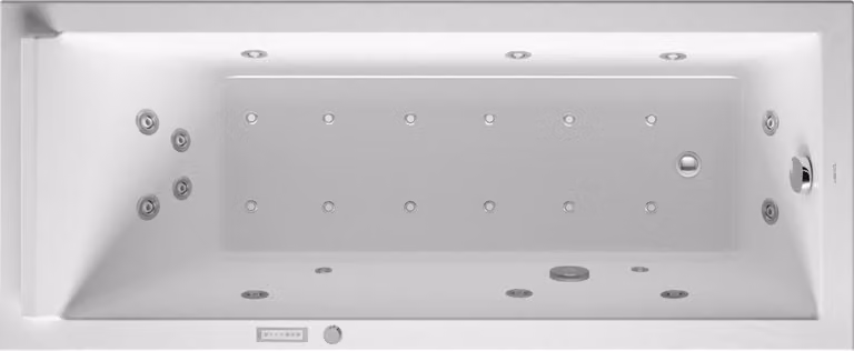 Duravit Starck Bains à remous, version à encastrer, simple dos, bâti-support, garniture de vidage et de trop-plein chrome, système Combi E, 1700x700mm, 760334000CE1000, 760334000CE1000