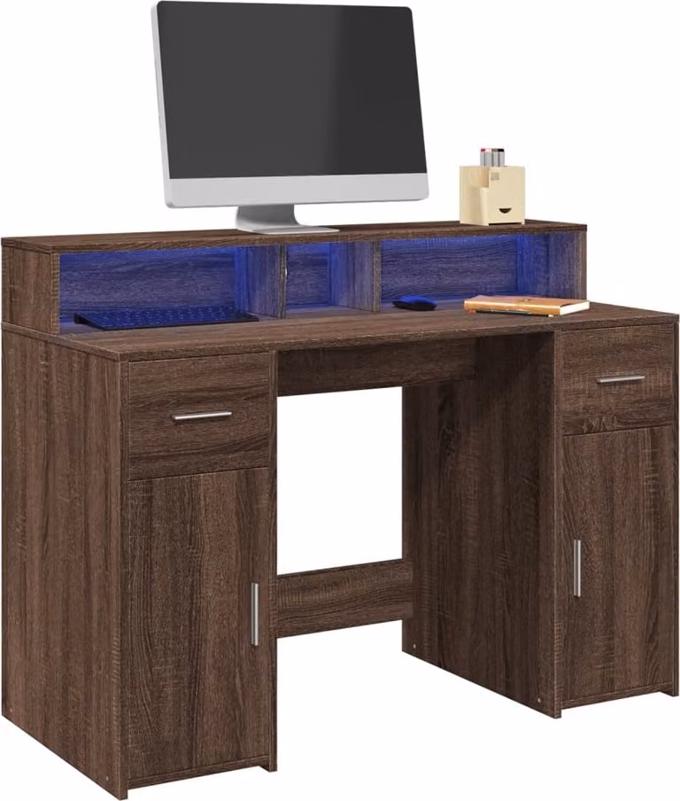 Maison Exclusive - Scrivania con Luci LED Marrone Rovere 120x55x91 cm Multistrato