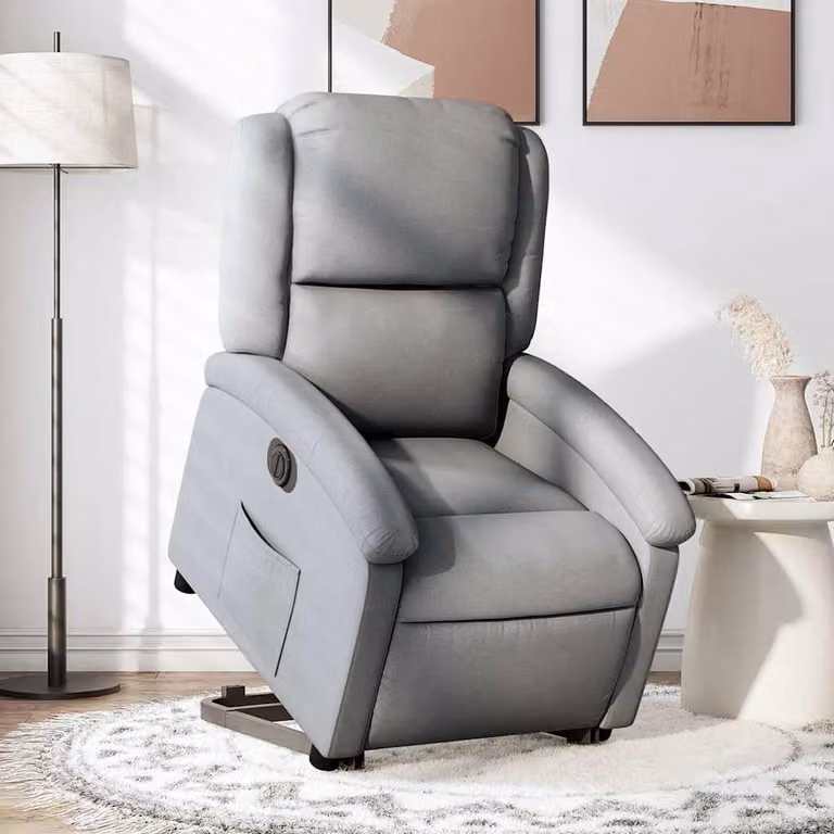 vidaXL Poltrona Reclinante Alzapersona Elettrica Grigio Chiaro in Tessuto
