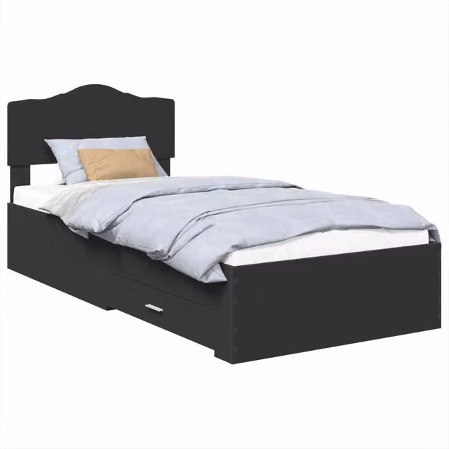 Letto singolo | Letto per adulti | Struttura del letto Nero 70 x 190 cm Legno multistrato